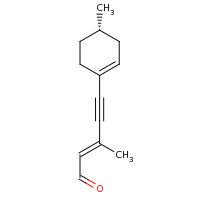 2d structure of (2E)-3-methyl-5-[(4S)-4-methylcyclohex-1-en-1-yl]pent-2-en-4-ynal