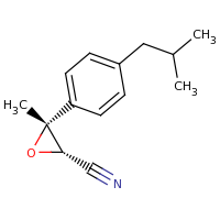 2d structure of (2S,3R)-3-methyl-3-[4-(2-methylpropyl)phenyl]oxirane-2-carbonitrile