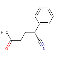 2d structure of (2R)-5-oxo-2-phenylhexanenitrile
