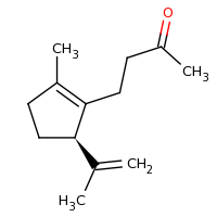 2d structure of 4-[(5R)-2-methyl-5-(prop-1-en-2-yl)cyclopent-1-en-1-yl]butan-2-one