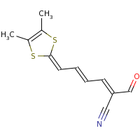 2d structure of (2E,4E)-6-(4,5-dimethyl-2H-1,3-dithiol-2-ylidene)-2-formylhexa-2,4-dienenitrile