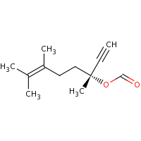 2d structure of (3R)-3,6,7-trimethyloct-6-en-1-yn-3-yl formate