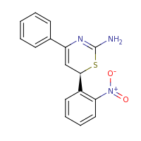 2d structure of (6R)-6-(2-nitrophenyl)-4-phenyl-6H-1,3-thiazin-2-amine