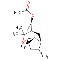 2d structure of (1R,2S,5R,6S,8R,12R)-1,5,9,9-tetramethyl-10-oxatricyclo[6.2.2.0^{2,6}]dodecan-12-yl acetate