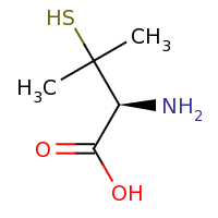 2d structure of (2S)-2-amino-3-methyl-3-sulfanylbutanoic acid