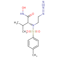 2d structure of (2R)-2-[N-(2-azidoethyl)(4-methylbenzene)sulfonamido]-N-hydroxy-3-methylbutanamide