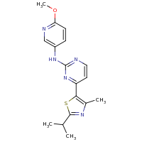 2d structure of N-(6-methoxypyridin-3-yl)-4-[4-methyl-2-(propan-2-yl)-1,3-thiazol-5-yl]pyrimidin-2-amine