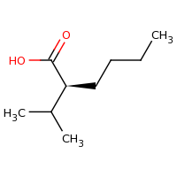 2d structure of (2S)-2-(propan-2-yl)hexanoic acid