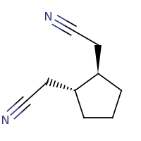 2d structure of 2-[(1R,2R)-2-(cyanomethyl)cyclopentyl]acetonitrile
