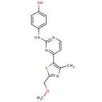 2d structure of 4-({4-[2-(methoxymethyl)-4-methyl-1,3-thiazol-5-yl]pyrimidin-2-yl}amino)phenol