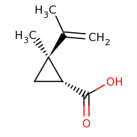 2d structure of (1R,2R)-2-methyl-2-(prop-1-en-2-yl)cyclopropane-1-carboxylic acid