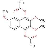 2d structure of 4-(acetyloxy)-2,3,7-trimethoxynaphthalen-1-yl acetate