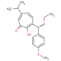 2d structure of 3-[(R)-ethoxy(4-methoxyphenyl)methyl]-2-hydroxy-6-(propan-2-yl)cyclohepta-2,4,6-trien-1-one