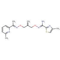 2d structure of 4-methyl-N'-{[2-({[(E)-[1-(6-methylpyridin-2-yl)ethylidene]amino]oxy}methyl)prop-2-en-1-yl]oxy}-1,3-thiazole-2-carboximidamide