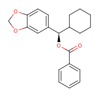 2d structure of (R)-2H-1,3-benzodioxol-5-yl(cyclohexyl)methyl benzoate