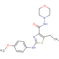 2d structure of 5-ethyl-2-[(4-methoxyphenyl)amino]-N-(morpholin-4-yl)-1,3-thiazole-4-carboxamide
