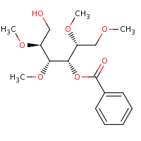 2d structure of (2R,3S,4R,5S)-6-hydroxy-1,2,4,5-tetramethoxyhexan-3-yl benzoate