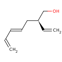 2d structure of (2R,4E)-2-ethenylhepta-4,6-dien-1-ol