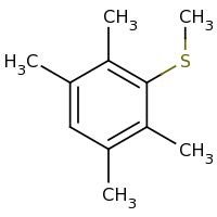 2d structure of 1,2,4,5-tetramethyl-3-(methylsulfanyl)benzene