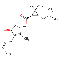 2d structure of (1S)-3-[(2Z)-but-2-en-1-yl]-2-methyl-4-oxocyclopent-2-en-1-yl (1R,3R)-2,2-dimethyl-3-(2-methylpropyl)cyclopropane-1-carboxylate