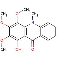 2d structure of 1-hydroxy-2,3,4-trimethoxy-10-methyl-9,10-dihydroacridin-9-one