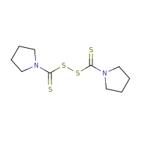 2d structure of 1-[(carbothioyldisulfanyl)-N-(pyrrolidin-1-yl)carbothioyl]pyrrolidine