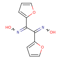 2d structure of N-[1,2-bis(furan-2-yl)-2-(hydroxyimino)ethylidene]hydroxylamine