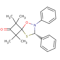 2d structure of (7S)-1,1,3,3-tetramethyl-6,7-diphenyl-5-oxa-8-thia-6-azaspiro[3.4]octan-2-one