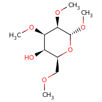 2d structure of (2S,3R,4R,5R,6R)-4,5,6-trimethoxy-2-(methoxymethyl)oxan-3-ol