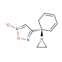 2d structure of 4-[(1S)-1-(aziridin-1-yl)cyclohexa-2,4-dien-1-yl]-1,2,5-oxadiazol-2-ium-2-olate