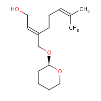 2d structure of (2E)-7-methyl-3-{[(2R)-oxan-2-yloxy]methyl}octa-2,6-dien-1-ol