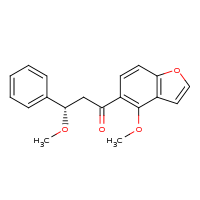 2d structure of (3S)-3-methoxy-1-(4-methoxy-1-benzofuran-5-yl)-3-phenylpropan-1-one
