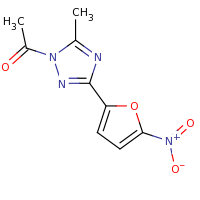 2d structure of 1-[5-methyl-3-(5-nitrofuran-2-yl)-1H-1,2,4-triazol-1-yl]ethan-1-one