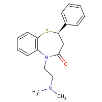 2d structure of (2R)-5-[2-(dimethylamino)ethyl]-2-phenyl-2,3,4,5-tetrahydro-1,5-benzothiazepin-4-one