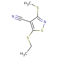 2d structure of 5-(ethylsulfanyl)-3-(methylsulfanyl)-1,2-thiazole-4-carbonitrile