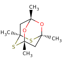 2d structure of (1R,3S,5S,7R)-1,3,5,7-tetramethyl-2,4-dioxa-6,8-dithiatricyclo[3.3.1.1^{3,7}]decane