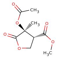 2d structure of methyl (3R,4S)-4-(acetyloxy)-4-methyl-5-oxooxolane-3-carboxylate