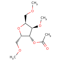 2d structure of (2S,3R,4R,5S)-4-methoxy-2,5-bis(methoxymethyl)oxolan-3-yl acetate
