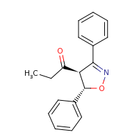 2d structure of 1-[(4S,5S)-3,5-diphenyl-4,5-dihydro-1,2-oxazol-4-yl]propan-1-one