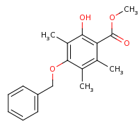 2d structure of methyl 4-(benzyloxy)-2-hydroxy-3,5,6-trimethylbenzoate