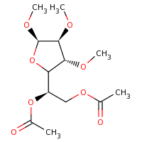 2d structure of (1R)-2-(acetyloxy)-1-[(2R,3R,4S,5R)-3,4,5-trimethoxyoxolan-2-yl]ethyl acetate