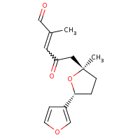 2d structure of 5-[(2R,5R)-5-(furan-3-yl)-2-methyloxolan-2-yl]-2-methyl-4-oxopent-2-enal
