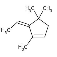 2d structure of (5Z)-5-ethylidene-1,4,4-trimethylcyclopent-1-ene