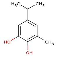 2d structure of 3-methyl-5-(propan-2-yl)benzene-1,2-diol