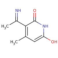 2d structure of 3-ethanimidoyl-6-hydroxy-4-methyl-1,2-dihydropyridin-2-one