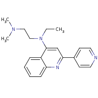 2d structure of N-[2-(dimethylamino)ethyl]-N-ethyl-2-(pyridin-4-yl)quinolin-4-amine