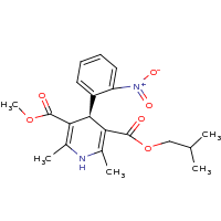 2d structure of 3-methyl 5-(2-methylpropyl) (4R)-2,6-dimethyl-4-(2-nitrophenyl)-1,4-dihydropyridine-3,5-dicarboxylate