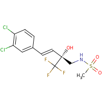 2d structure of N-[(2R,3E)-4-(3,4-dichlorophenyl)-2-hydroxy-2-(trifluoromethyl)but-3-en-1-yl]methanesulfonamide