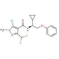 2d structure of 5-chloro-N-[(1S)-1-cyclopropyl-2-phenoxyethyl]-3-(difluoromethyl)-1-methyl-1H-pyrazole-4-carboxamide