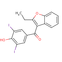2d structure of 4-[(2-ethyl-1-benzofuran-3-yl)carbonyl]-2,6-diiodophenol